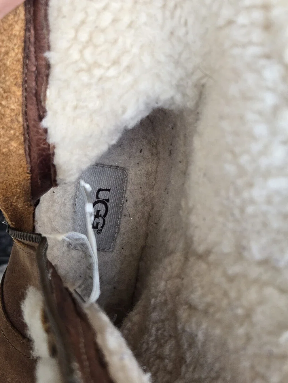 UGG Women's Chestnut Brown Leather Shearling Cuff Buckle Boots